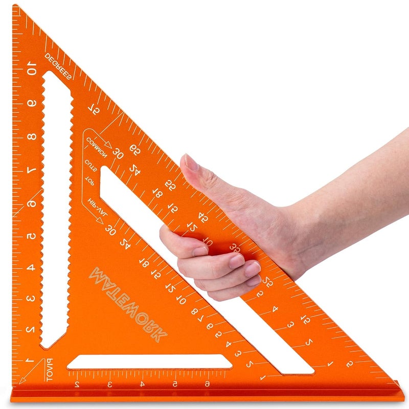 Matework Carpenter Square 12 Inch, Rafter Square for Angle Drawing Measuring Ruler, Framing Square Tool Aluminum for Woodworking, Carpentry - Image 1